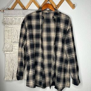 Plaid Black and Cream Women's Top